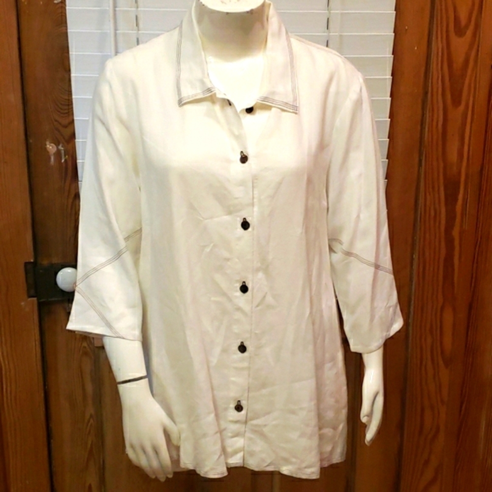 NWOT 2X Plus Size A.P. Collection Linen Top